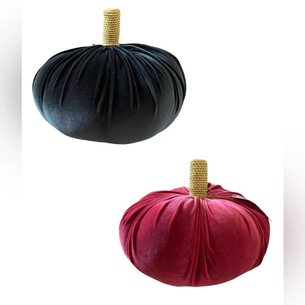 threshold velvet pumpkin pillows red black 2 total NEW NWT